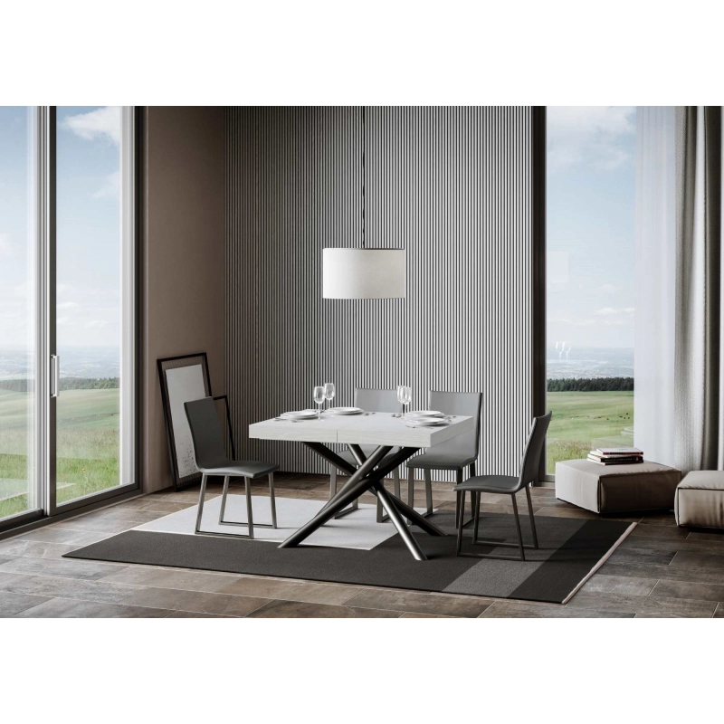 Tavolo allungabile 90x130/234 cm Famas Premium telaio Antracite - Bianco Frassino