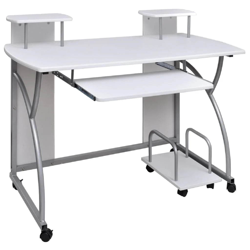 Scrivania per computer postazione di lavoro mobile per computer scrivania per studio 110 x 52 x 88,5 cm legno ingegnerizzato bianco 02_0023710