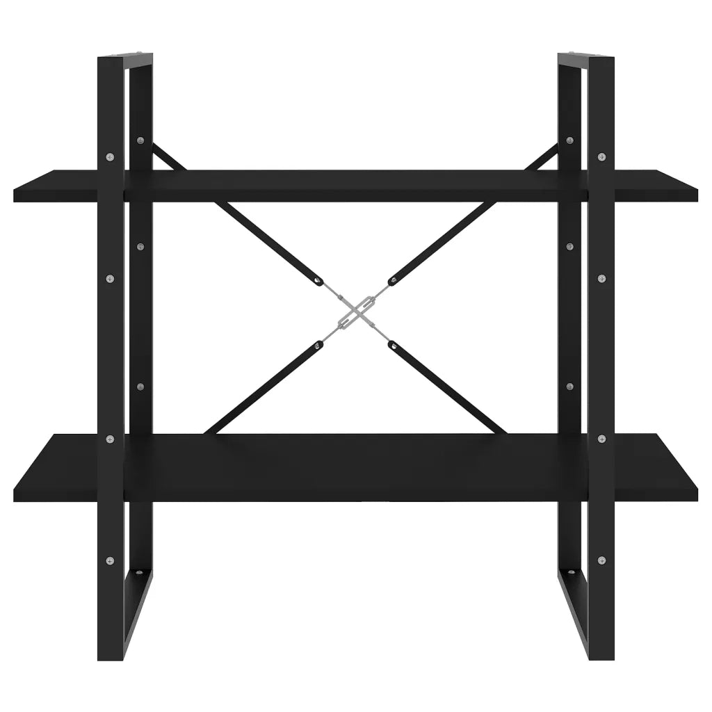 Libreria a 2 Ripiani Nera 80x30x70 cm in Truciolato