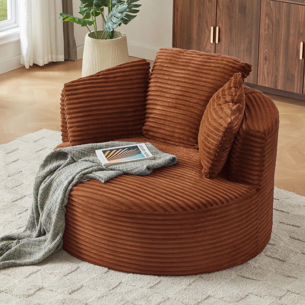 POLTRONA rotonda in velluto a coste 35.0×35.0×123.0 cm arancione