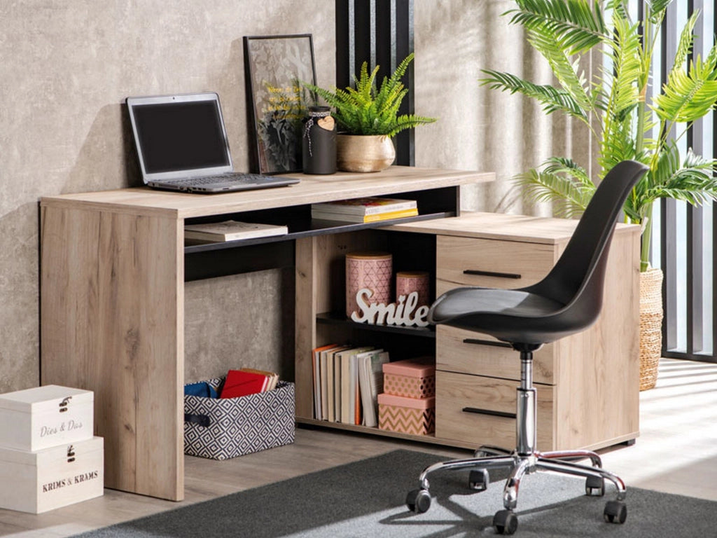 Sapri, Scrivania Angolare, 137.5x101.5x75h cm Marrone Rovere Scuro