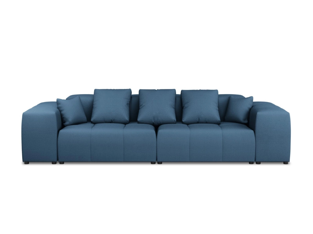 Cosmopolitan Design - Divano modulare "Rome" 3 posti in tessuto strutturato blu scuro 