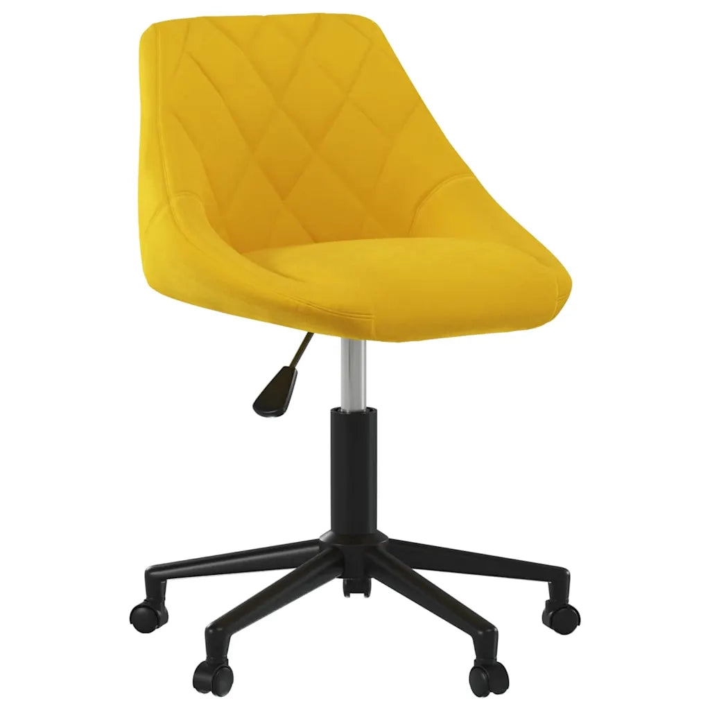 Sedia da Pranzo Girevole Giallo Senape in Velluto 3089039