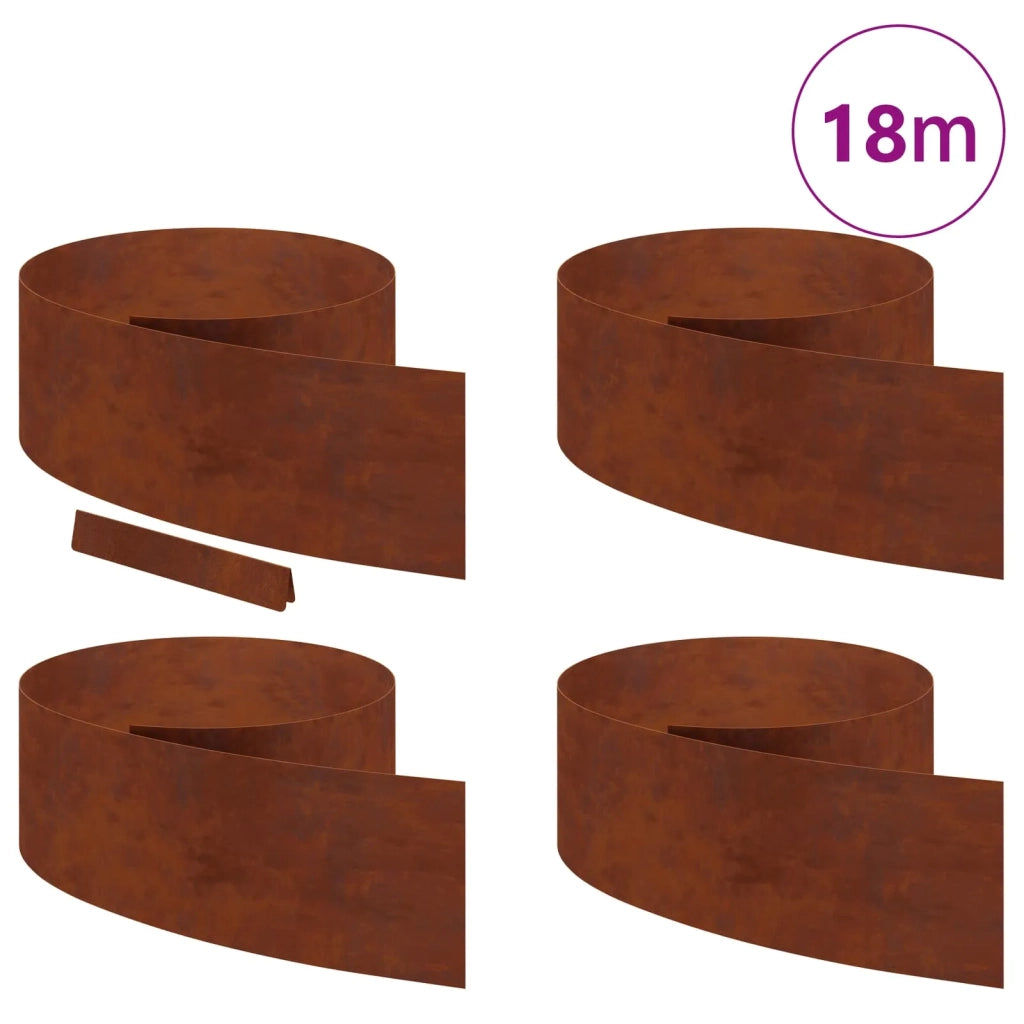 Bordura per Prato 4 pcs Ruggine 450 x 0.05 x 15 cm