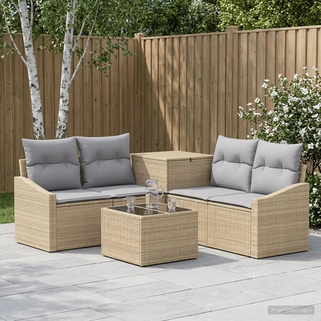 Set di divani 6 pz Beige e Grigio Chiaro 3447305