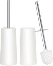 Set da Dischetto 2 in 1 con Manubrio in Acciaio Inox - Dischetto da Bagno con Custodia Compatta e Contenitore Conico in Plastica - Igiene, Design e Spazievendente per Bagno e WC (Bianco)