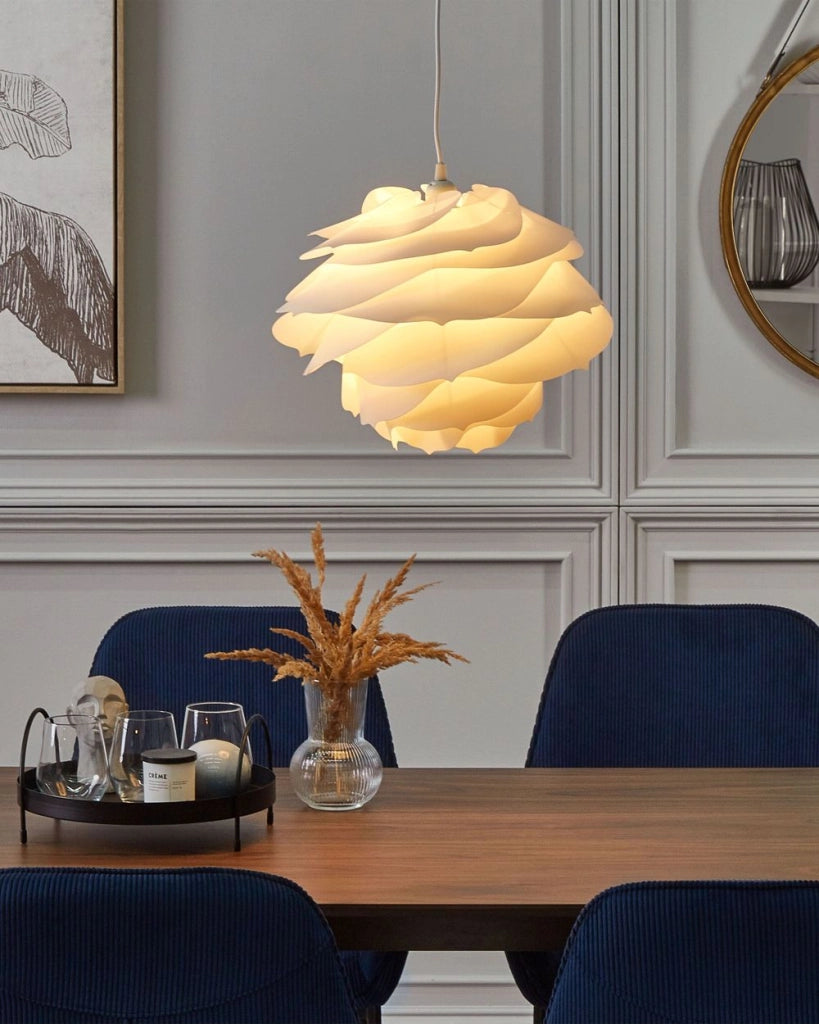 Soffitto a sospensione a 1 luce con paralume floreale bianco