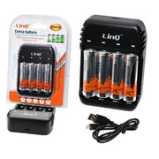 Trade Shop - Carica Batterie Pile Aa Aaa 4 Slot Zn422-a5 + 4 Pile Stilo 4800mha Ricaricabili -
