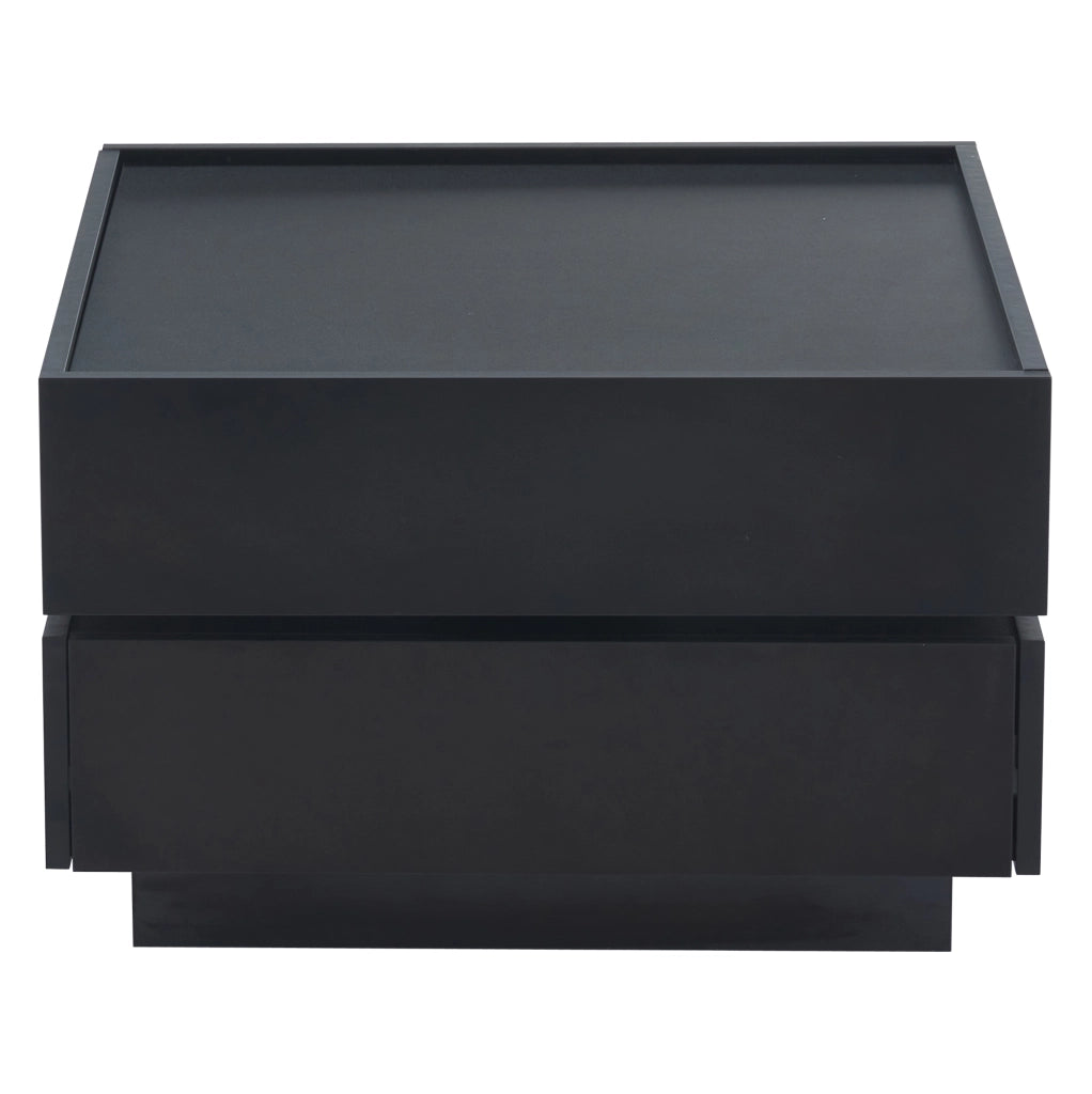 Tavolino da caffè 60x60x38 cm girevole a 360°; con cassetti; in truciolare nero