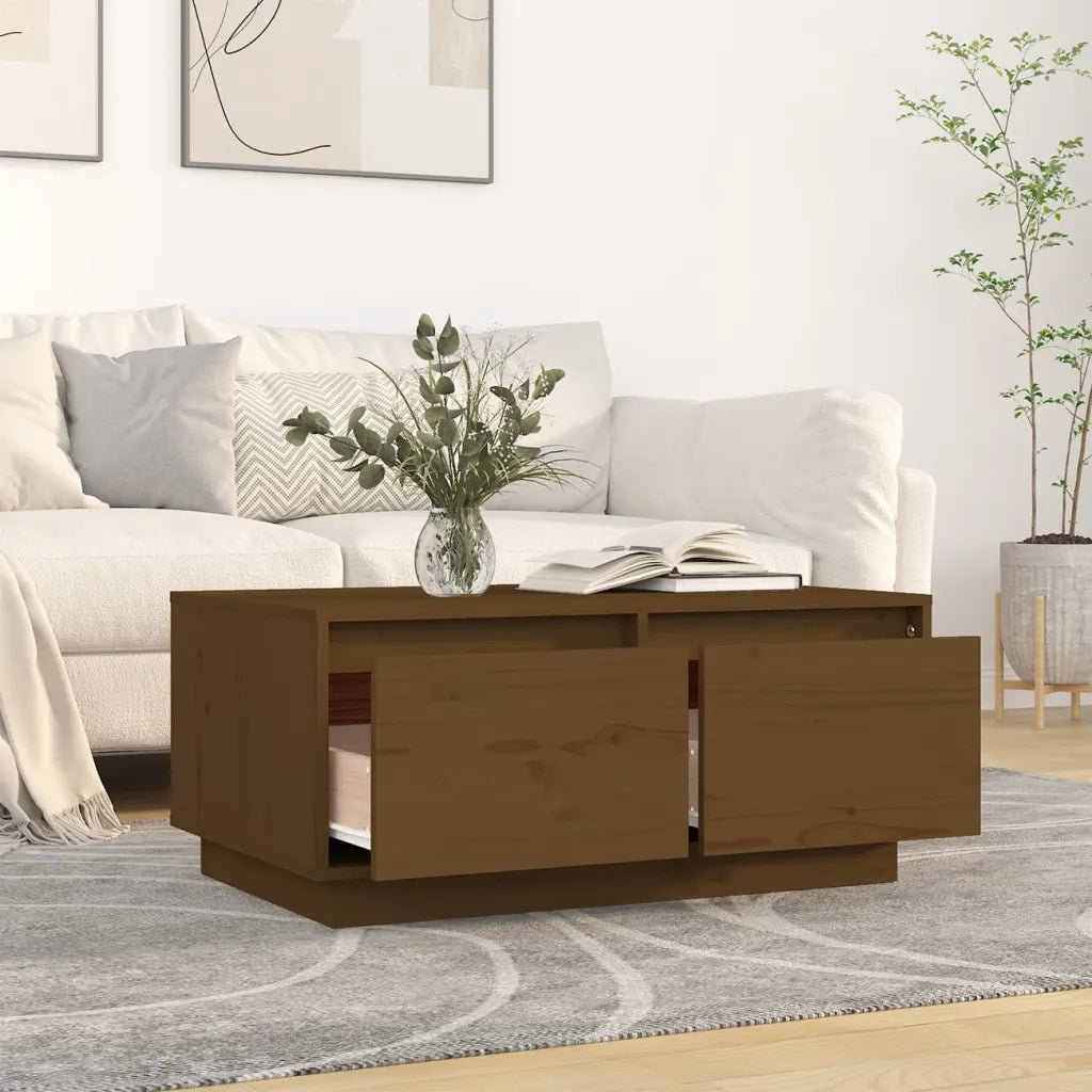 Tavolino da Salotto ambra 80x50x35 cm Legno Massello di Pino 814442