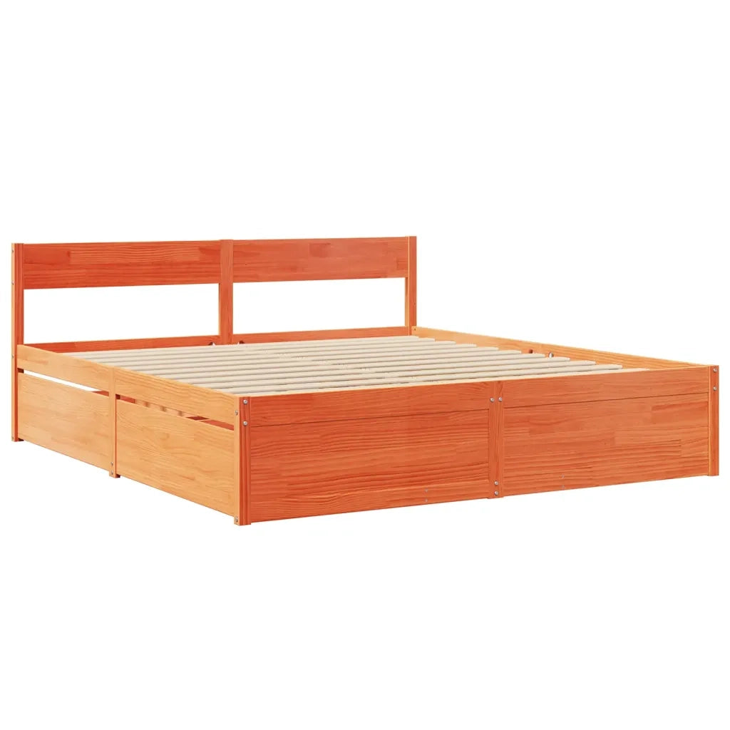 Letto senza Materasso Marrone Cera 200x200 cm in Legno di Pino 3282338