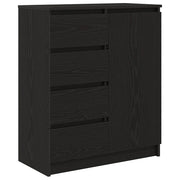 Credenza | Madia | Buffet da pranzo | Armadio da pranzo con Cassetti Rovere Nero 71x35x84 cm Legno Multistrato