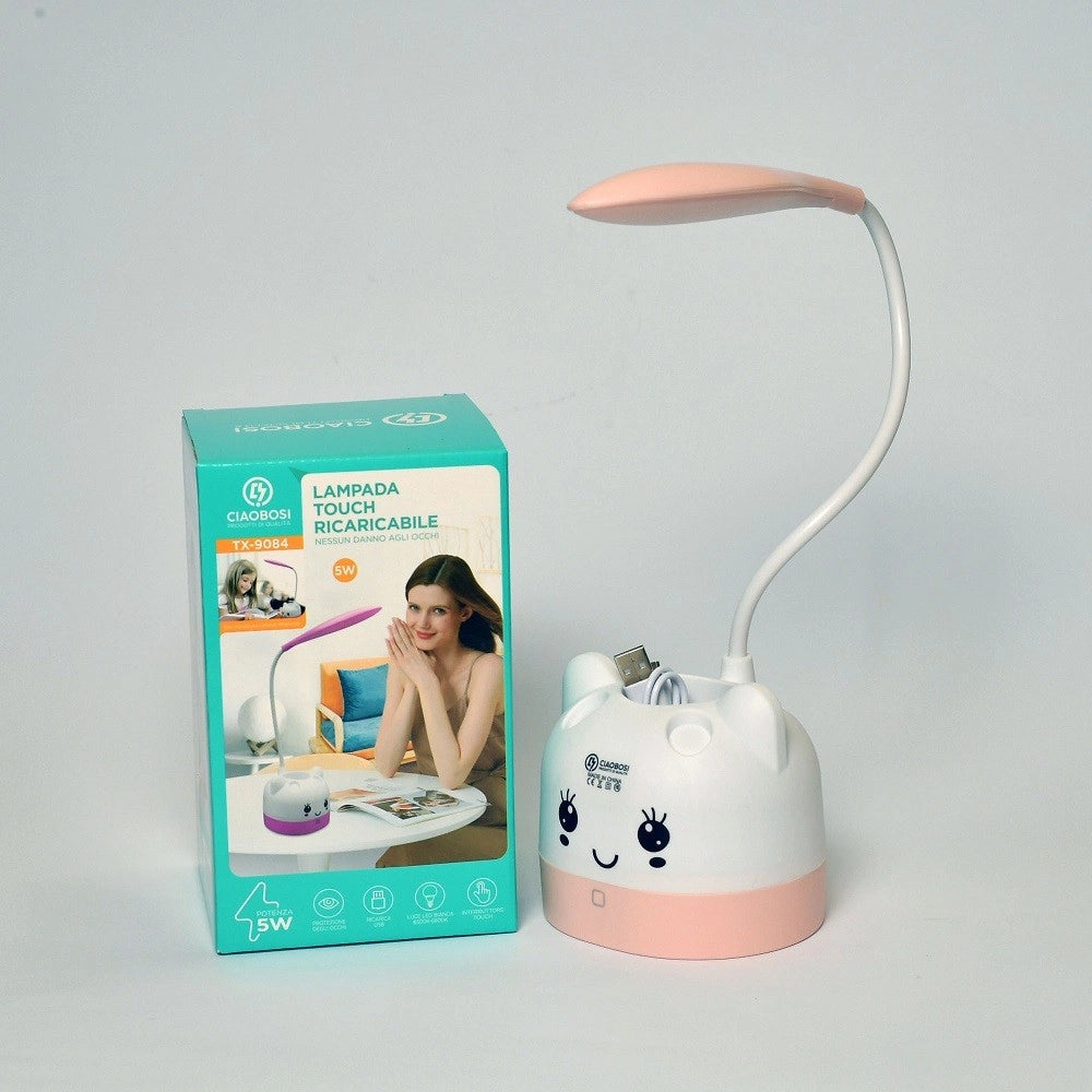 Trade Shop - Lampada Da Tavolo Led Per Bambini Touch Ricaricabile Usb 5 W Flessibile Tx-9084 -