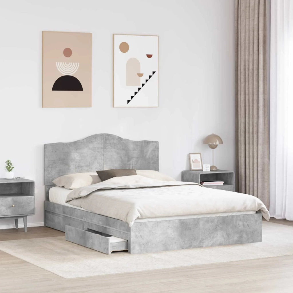 Letto con Contenitore con testiera Grigio cemento 150 x 200 cm 3413495