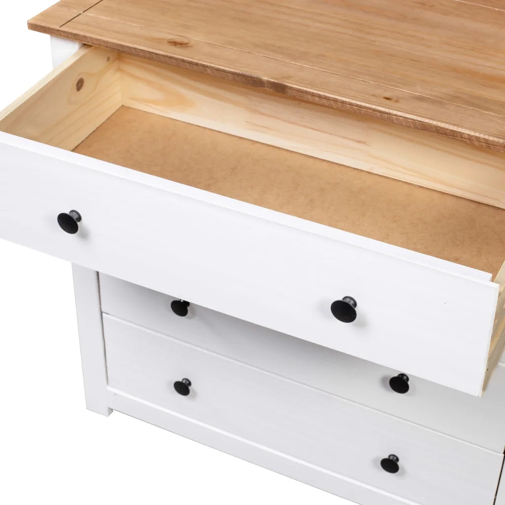 Mobiletto laterale pratico con supporto per telefono 80 x 40 x 73 cm in legno di pino bianco 02_0046450