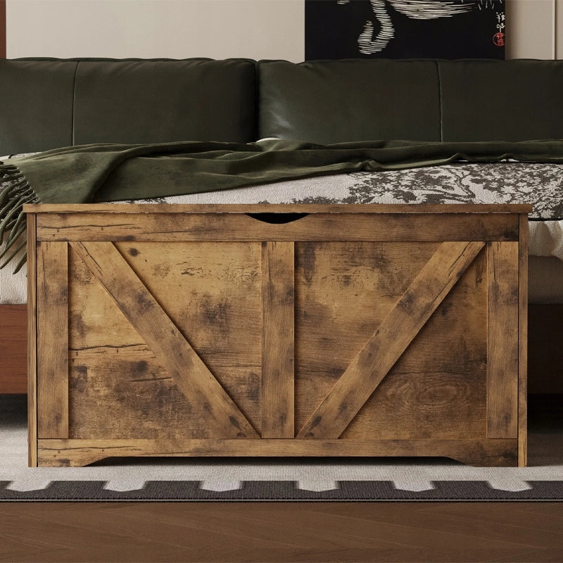 Cassapanca in legno, organizer, panca, stile loft marrone, 100 cm