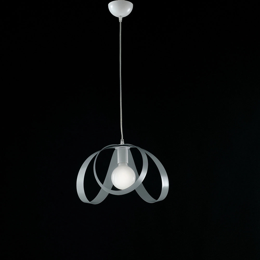 Sospensione Moderna 1 Luce Ferro Laccato Bianco E Grigio Serie Piovra