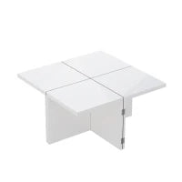 Set di tavolini fai-da-te con piano in finitura lucida, combinazione libera, 81x81x40 cm, Bianco