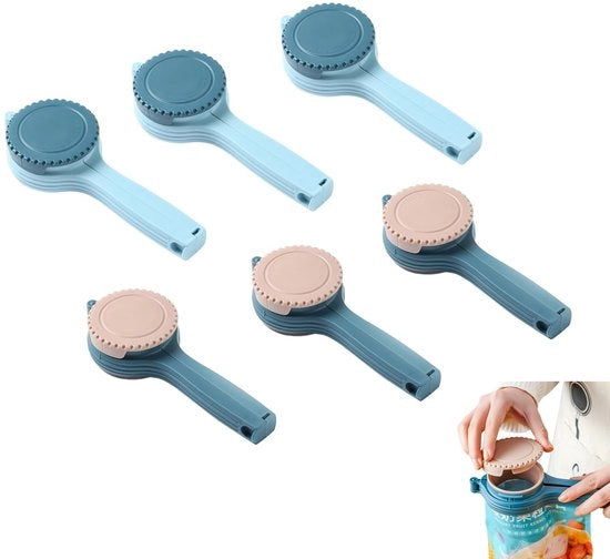 Clip per alimenti leggero - 6 pezzi - chiusura per alimenti con superficie antiscivolo - sicura per contatto con alimenti - rosso/blu