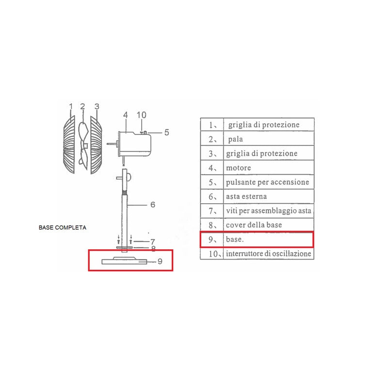 R BASE COMPLETA X VENTILATORE A PIANTANA CM.45 FS-1803 TORNADO- 1,0 pz