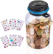 Piggy Bank elettronica per bambini 18 l con chiusura e adesivi divertenti - con contatore