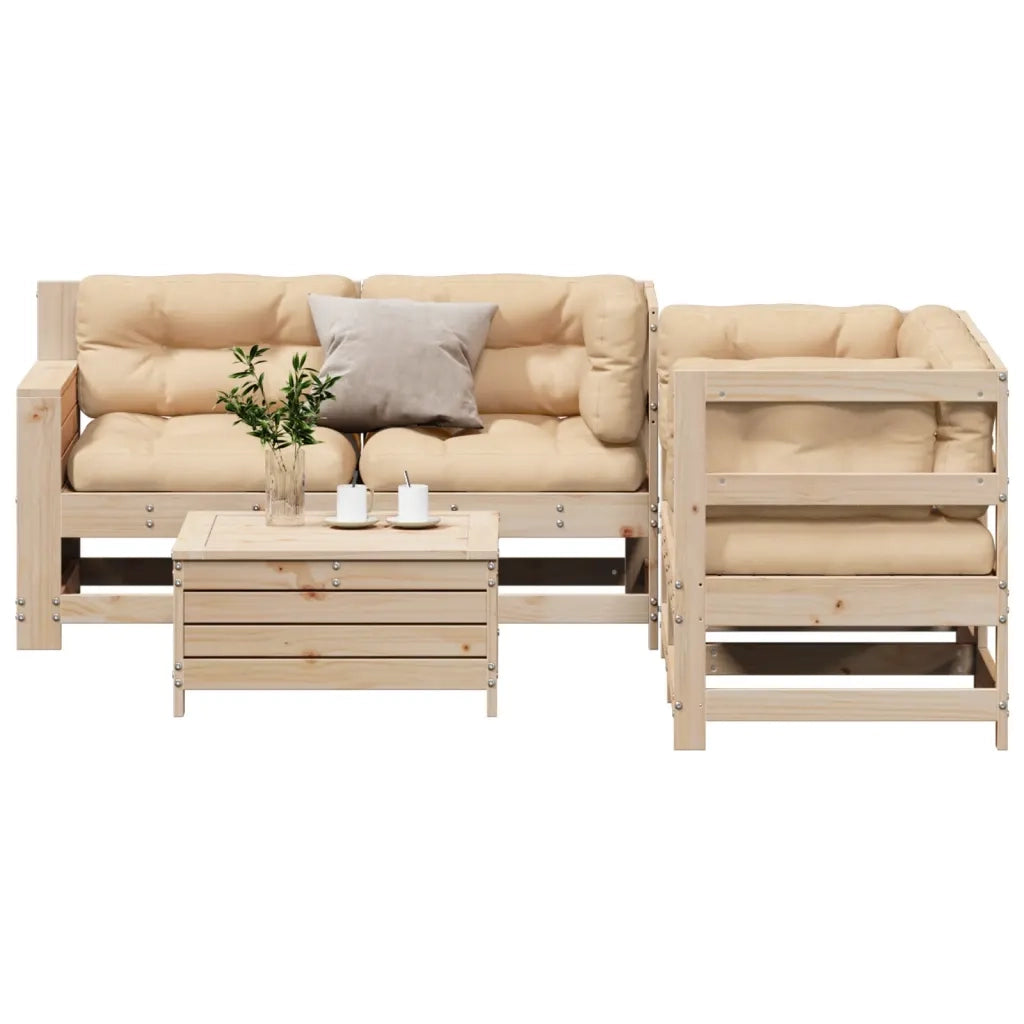 Set Divani Giardino 6 pz con Cuscini in Legno Massello di Pino