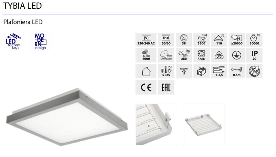 Plafoniera LED Kanlux Tybia 41cm 38W 4000K sensore