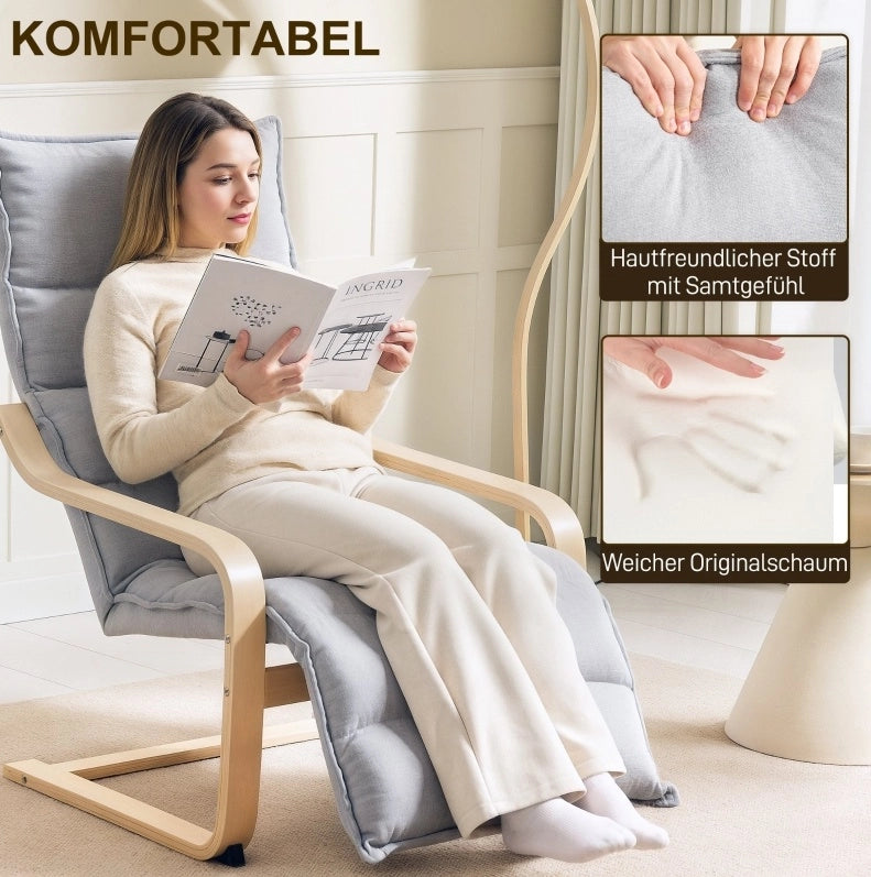 Poltrona relax grigio chiaro con poggiapiedi regolabile