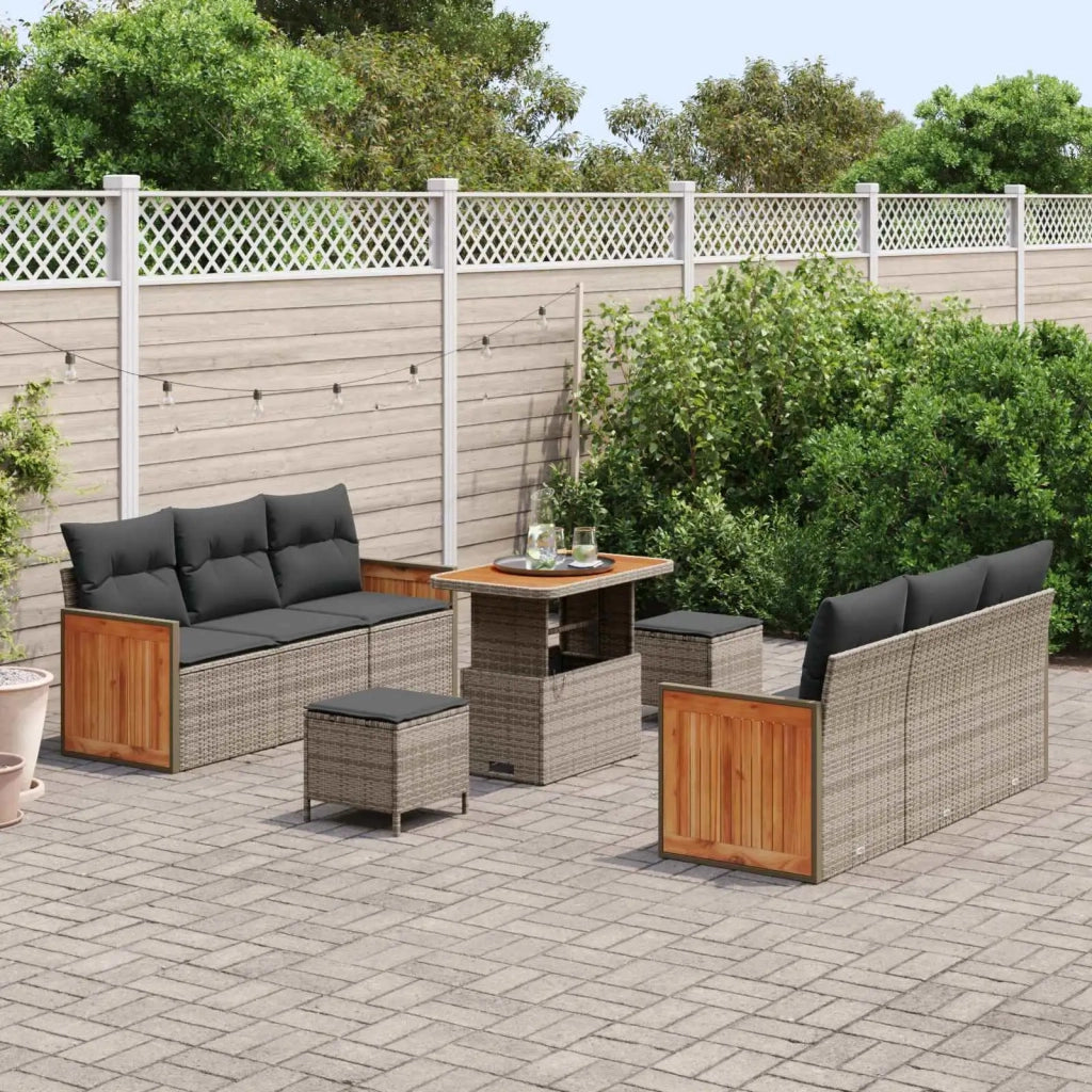 Set Divano da Giardino con cuscino 9 pcs Grigio 3363133