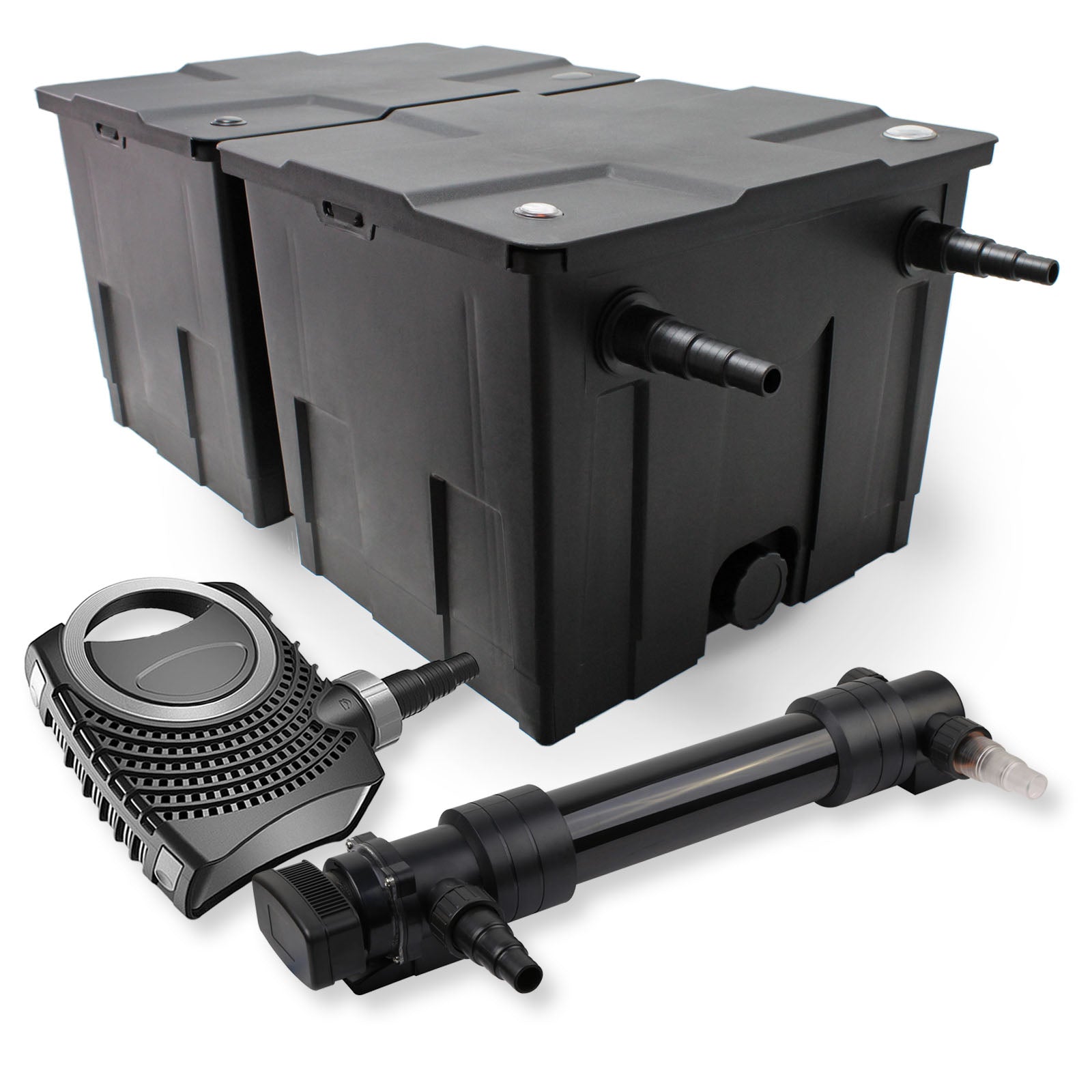 Set Filtro a 2 camere laghetto 60000l con Chiarificatore UVC 36W 6ª serie Pompa NEO10000 80W