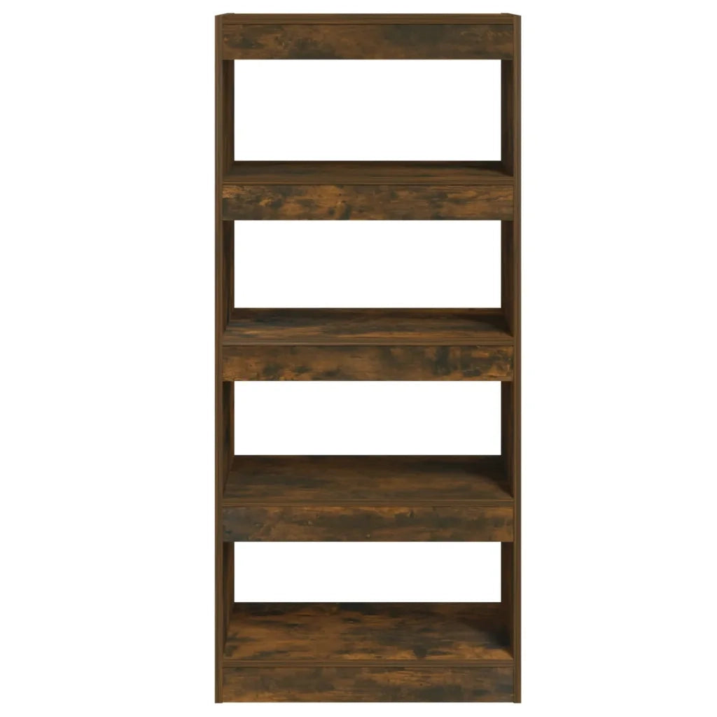 Libreria Divisorio-Scaffale per Libri-Mobile di Stoccaggio Rovere Fumo 60x30x135 cm Legno Multistrato