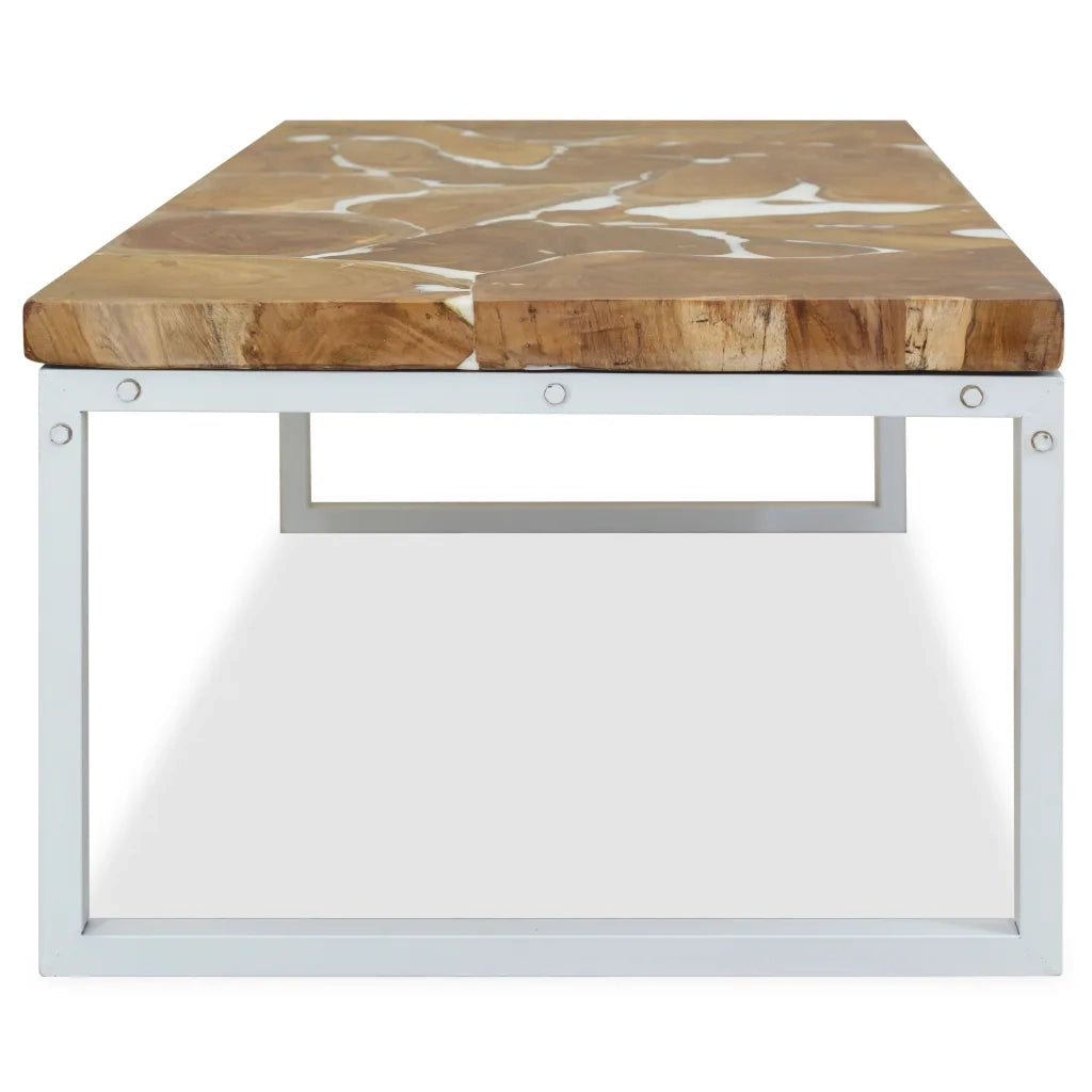 Tavolino da Salotto in Legno di Teak e Resina 110x60x40 cm 244553