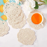 6 pezzi di placche per tavolo in cotone con bordo a rullo in ghivretta - doilies per tazze - decorazioni per matrimoni e feste del tè - beige.