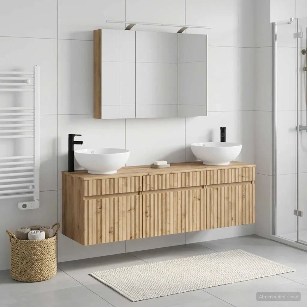 Set di Armadi da Bagno 4 pz Rovere Artigianale