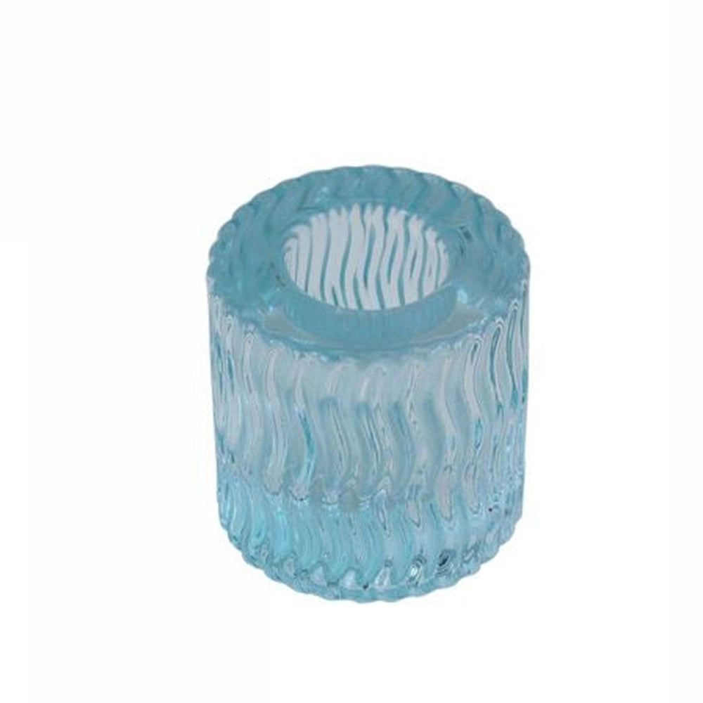 Trade Shop - 2 Porta Candela Lanterna Rotondo Bomboniera Matrimonio Decorazione Tea Light 5x5 - Celeste