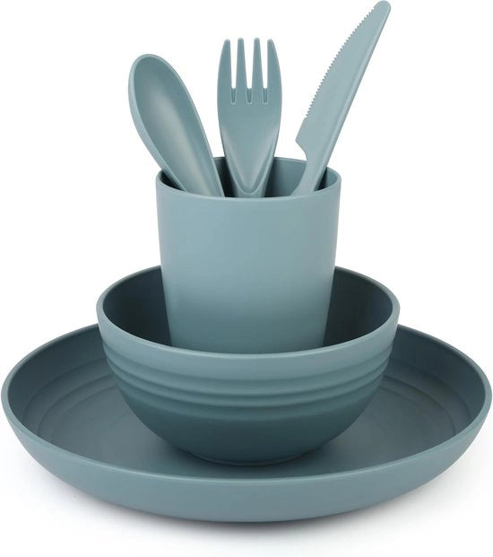 Set di piatti in plastica 4 pezzi - Resistenti e riciclabili per campeggio, picnic e cena - Resistenti a forno a microonde e lavastoviglie