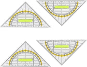 Set di angoli rettilinei multifunzionali con maniglia per scuola e ufficio - 157 cm - trasparente - angolo rettilineo multifunzionale - strumento di disegno per studenti - formato compattibile