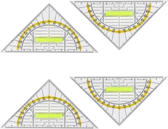 Set di angoli rettilinei multifunzionali con maniglia per scuola e ufficio - 157 cm - trasparente - angolo rettilineo multifunzionale - strumento di disegno per studenti - formato compattibile