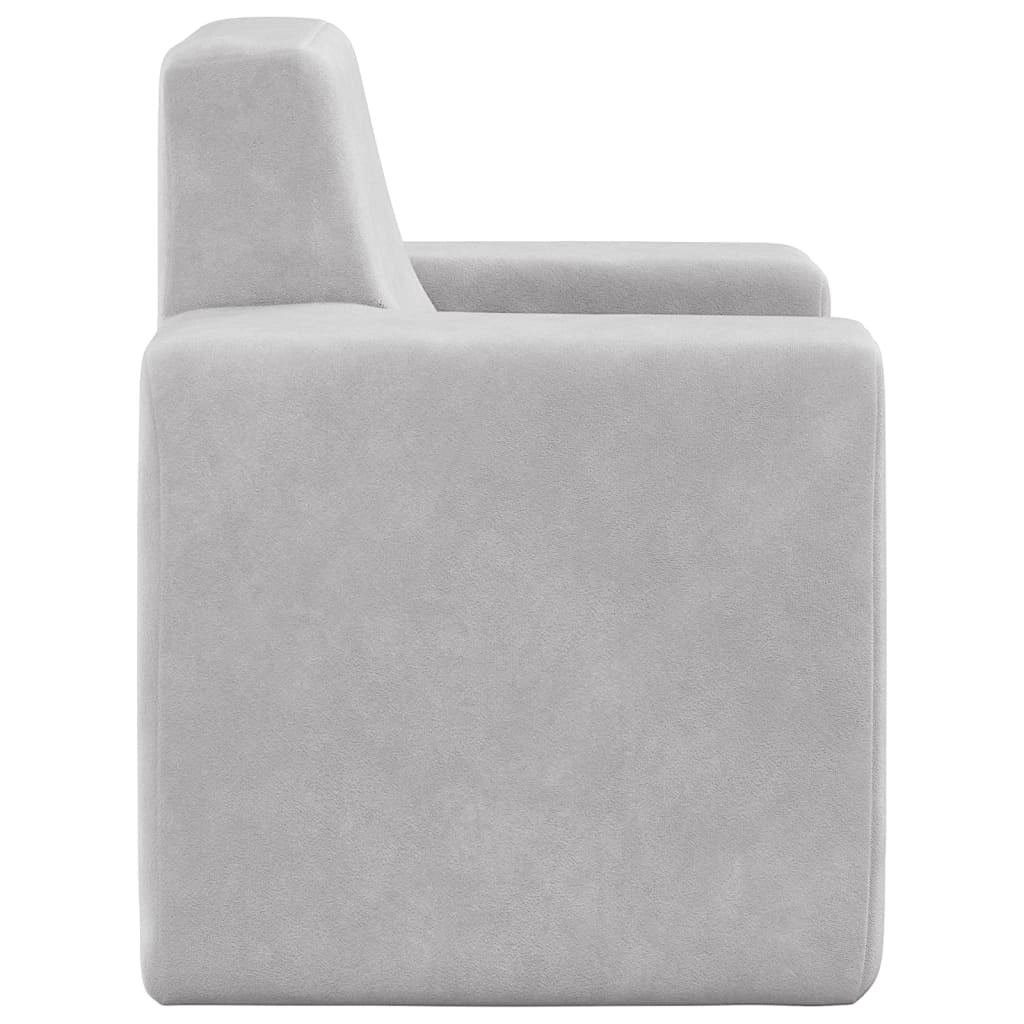 Divano per bambini grigio chiaro morbido peluche 02_0020436