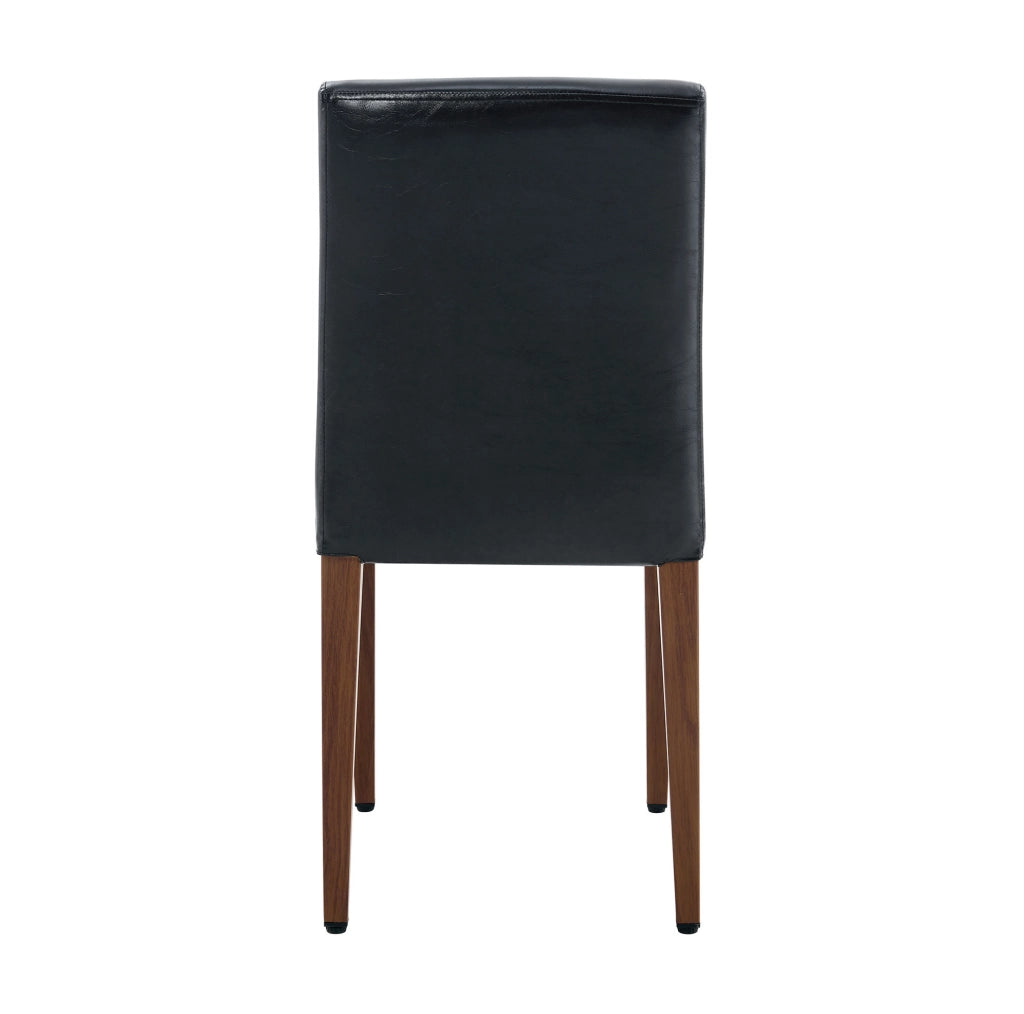 Set 4 sedie da pranzo moderne in similpelle PU nera con gambe in metallo finitura noce