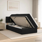 Letto con contenitore e materasso Nero 100 x 200 cm Velluto 3458603
