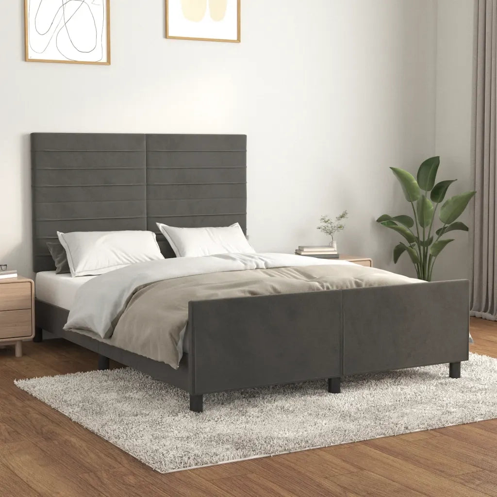 Giroletto senza Materasso Grigio Scuro 140x200 cm Velluto