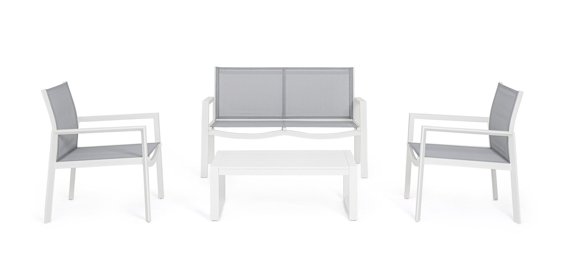 Set Tavolo e 3 Sedie da Giardino in Alluminio Kallen Bianco