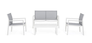 Set Tavolo e 3 Sedie da Giardino in Alluminio Kallen Bianco