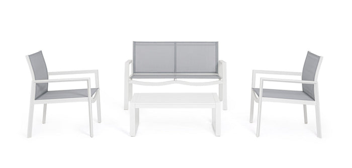 Set Tavolo e 3 Sedie da Giardino in Alluminio Kallen Bianco