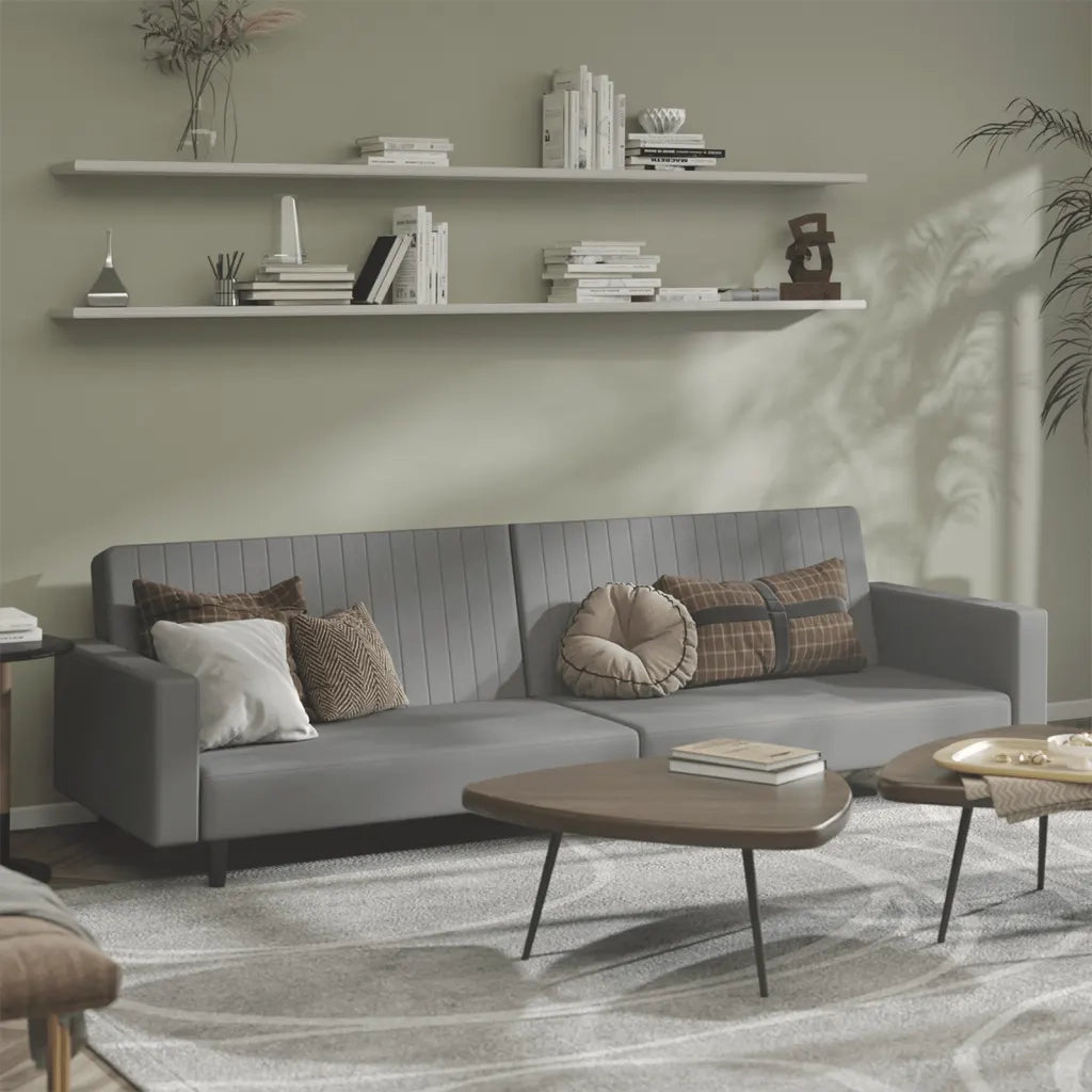 Divano letto | Sof¨¤ letto | Letto singolo a 2 Posti Grigio Chiaro in Velluto