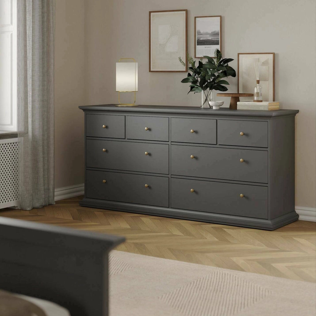 Cassettiera Asiagela, Settimino multiuso, Comò camera da letto, Mobile con cassetti, 183x49 h87 cm, Grigio