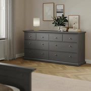 Cassettiera Asiagela, Settimino multiuso, Comò camera da letto, Mobile con cassetti, 183x49 h87 cm, Grigio