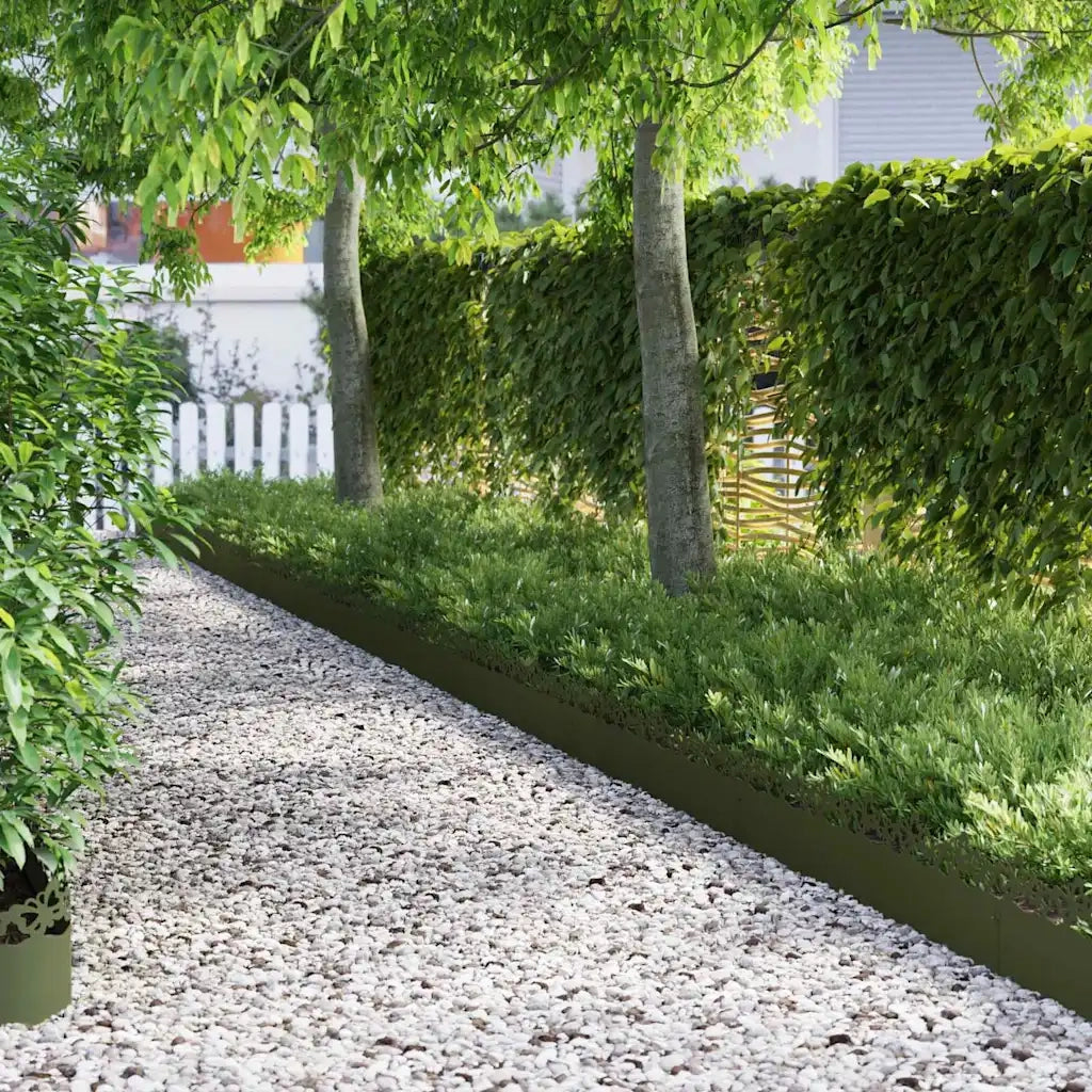 Bordure per prato 10 pz Verde oliva 103 x 0,05 x 22 cm Acciaio CFW3077617
