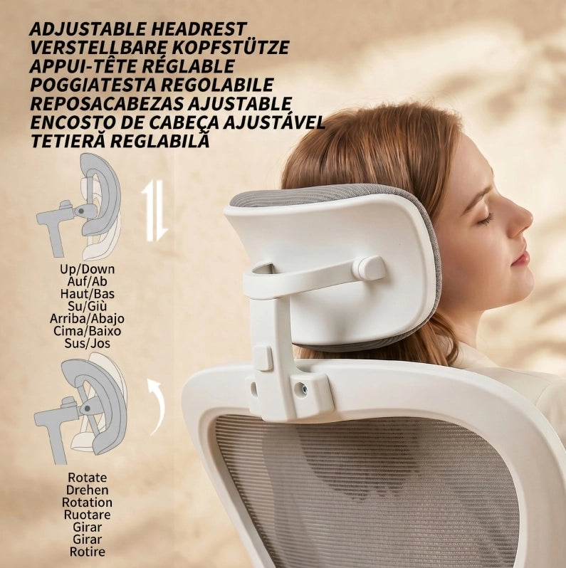 Sedia da Ufficio Ergonomica con Supporto Lombare Regolabile e Braccioli Ribaltabili Grigia